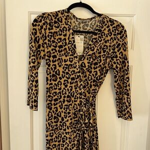 Mango leopard print wrap dress